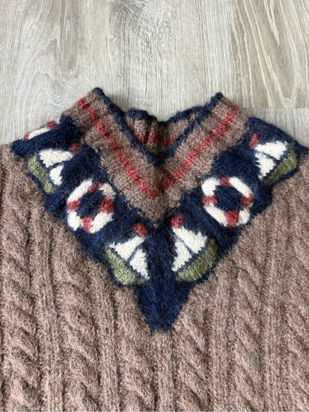 Nautical Hand Knitted Merino Wool Sweater Heavyweight Boxy Cropped Coastal - Picture 3 of 10